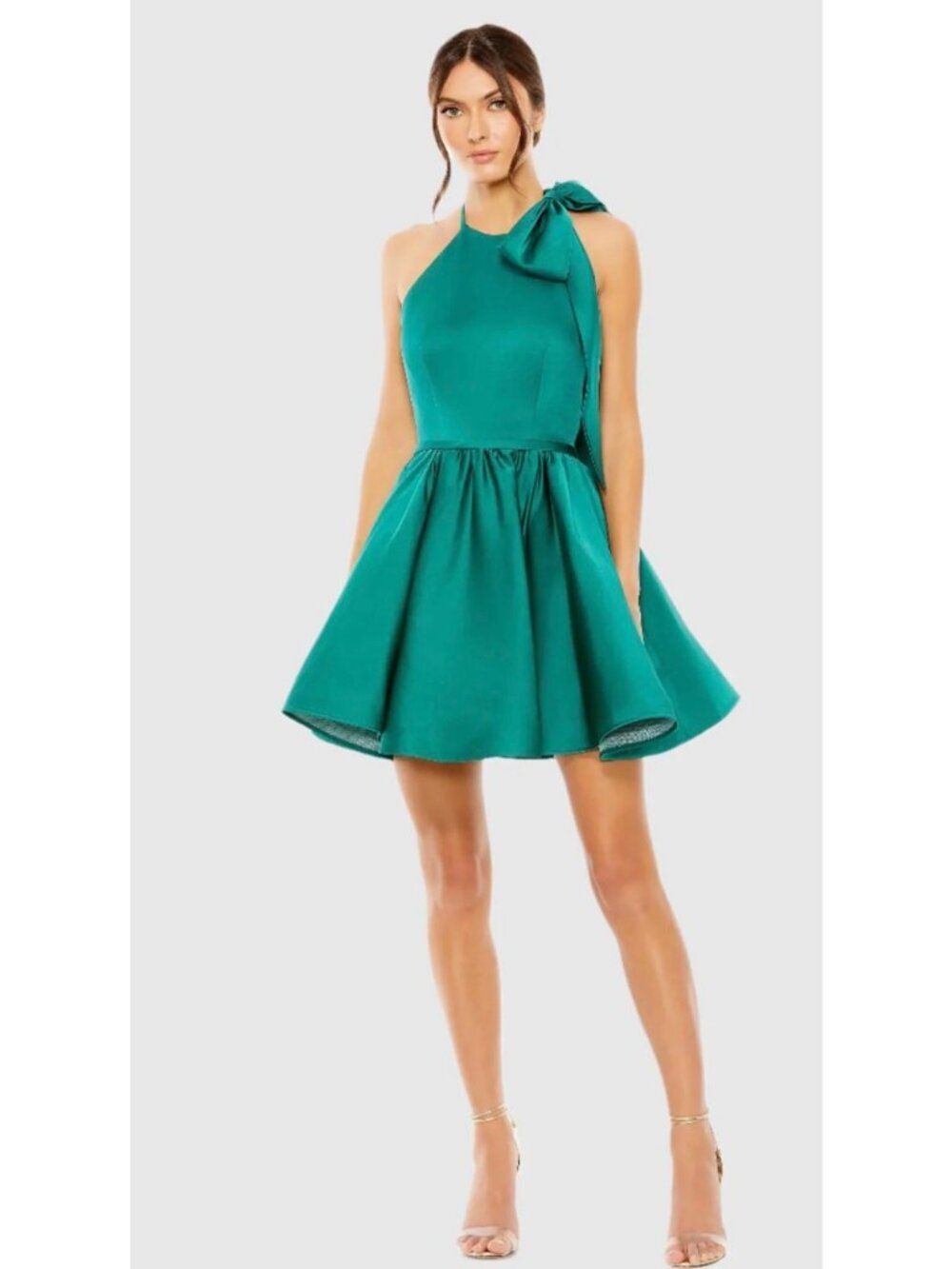 Mac Duggal High Neck Bow Detail Mini Dress Size 2
